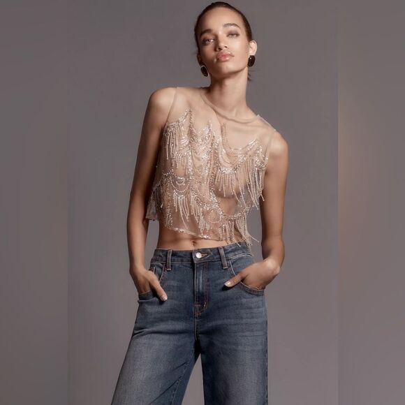 Anthropologie Eva Franco Embellished Top - Picture 1 of 5